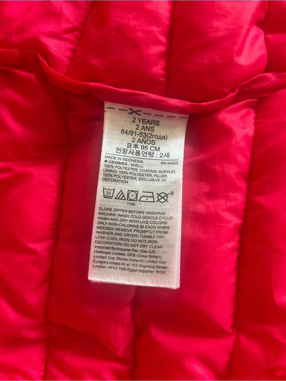 The Gap Hot Pink Puffer Jacket with Hood 2T